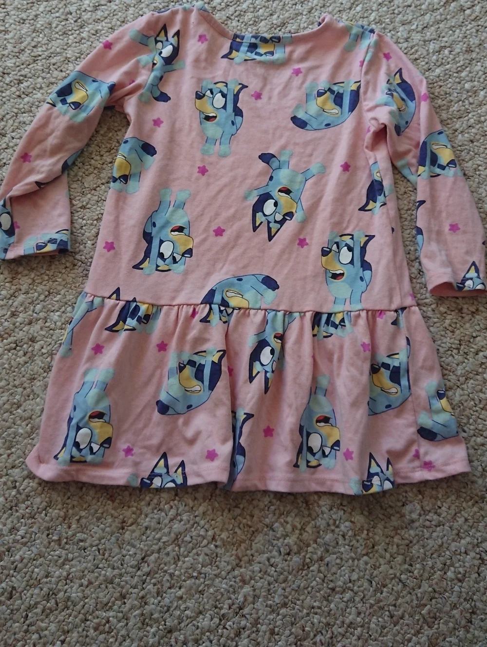 Bluey Toddler Girl Print Drop Waist Dress with Long Sleeves Size 3T